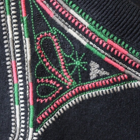 Pure DKNY Black Embroidered Cardigan Colorful Linen Blend Cropped Medium - Picture 9 of 13
